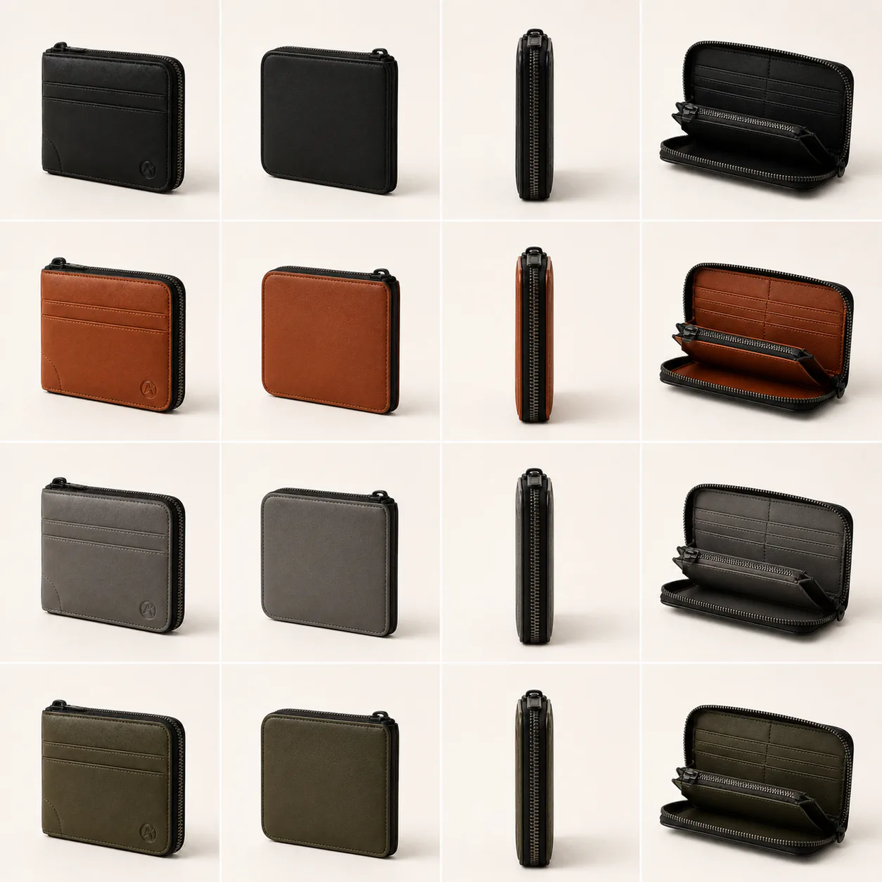 Zip Card Organizer in Deep Black, rear view