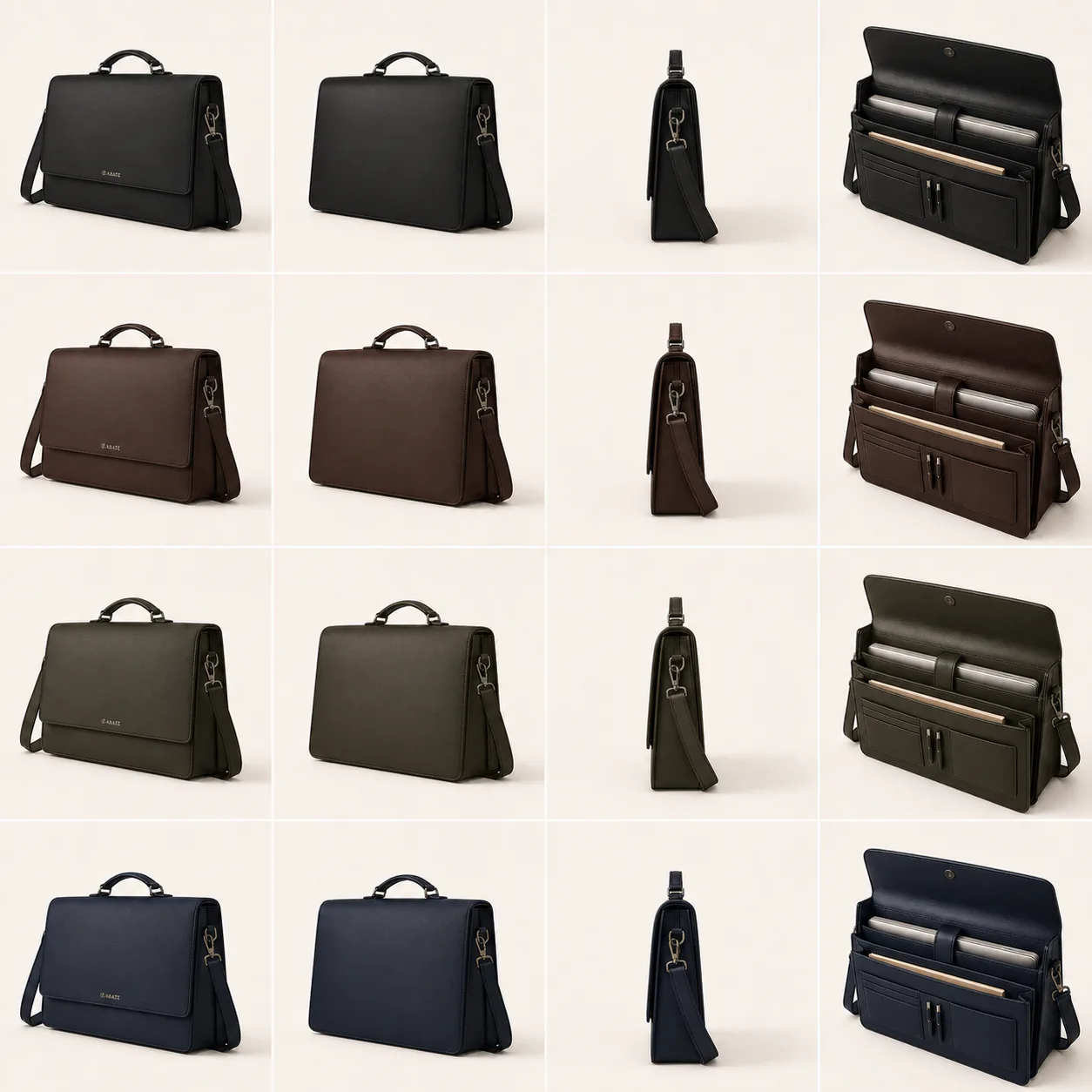 Executive Briefcase in Matte Black, rear view