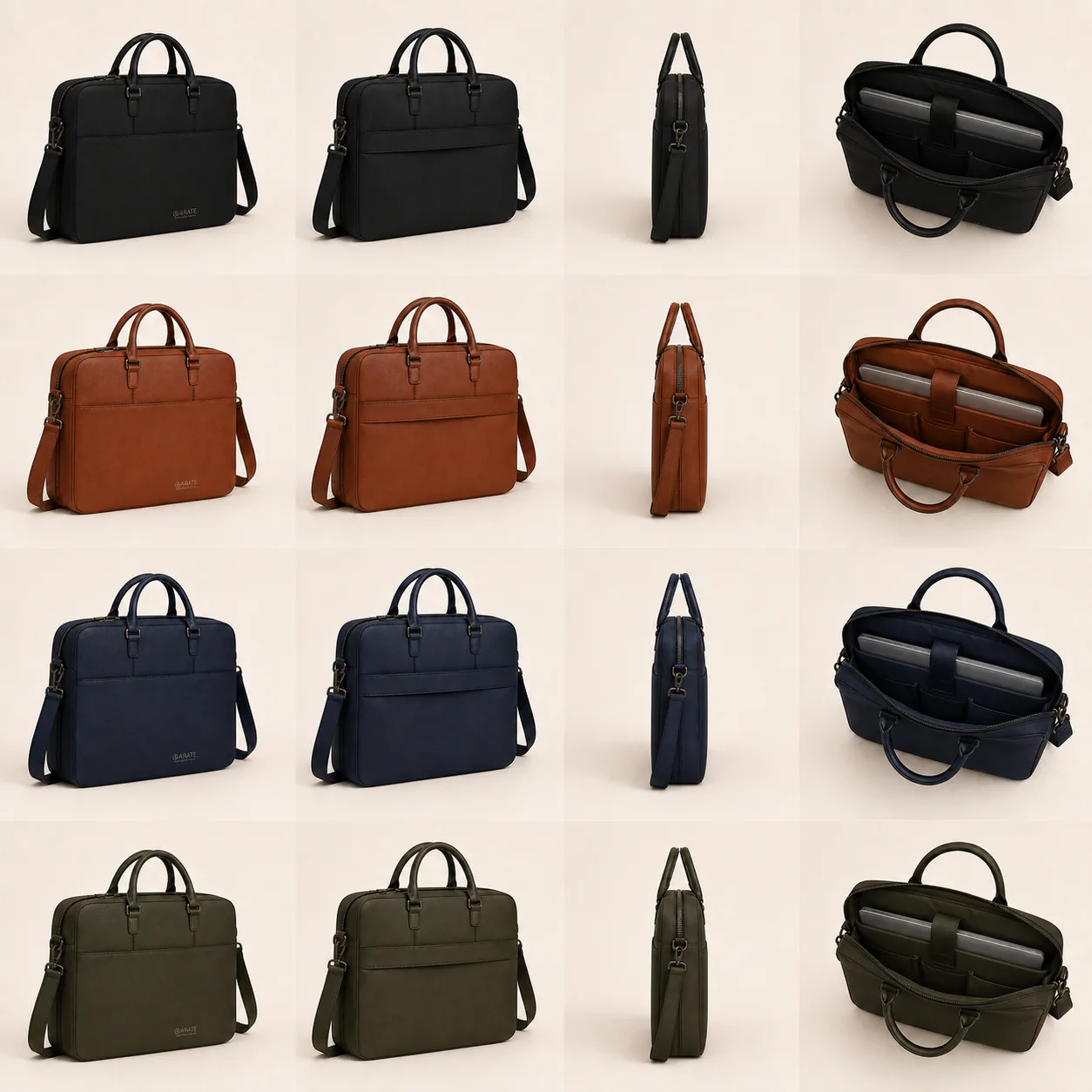 Executive Laptop Bag in Matte Black, rear view